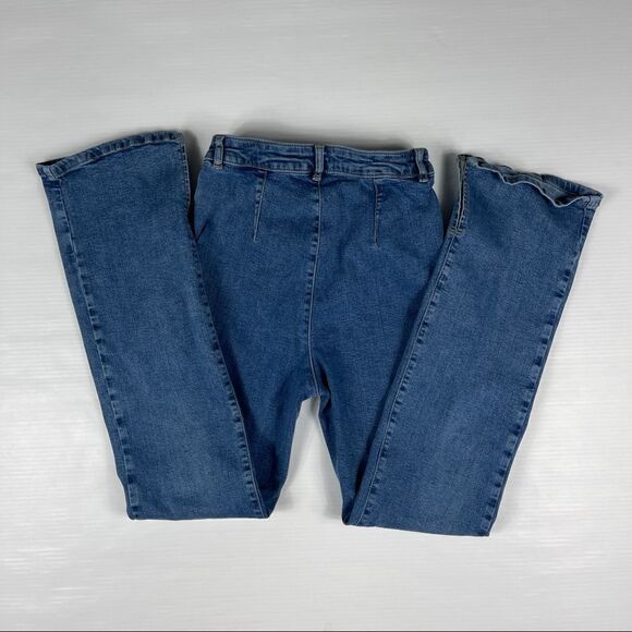 ASOS DESIGN Jeans High Rise 'Y2K' Stretch Flare Denim Midwash Blue 26/32 - Picture 4 of 11